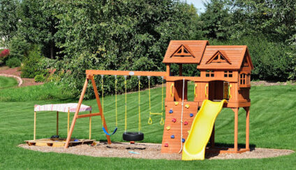 A playground in a backyard.