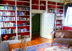 bookshelves filled with books