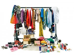 wrack of clothes and miscellaneous items