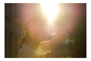 Woman in hot sun