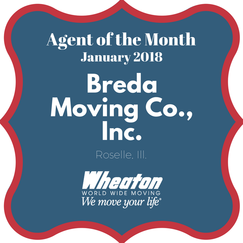 Breda Moving Co., Inc. named Wheaton Agent of the Month for January