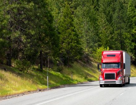 long-distance moving truck on the road