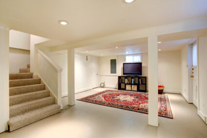 Bright, decorated basement
