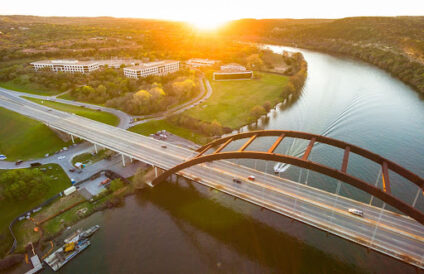 A large bridge over a river.