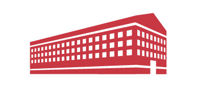 Red building graphic.