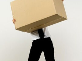man holding moving box