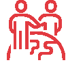 Red graphic of people shaking hands.