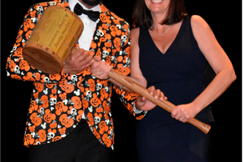 Wheaton agent Jesse Chavez of Golden West Moving Systems accepts the Chairman's Gavel as the 2023-2024 California Moving & Storage Association's chairman