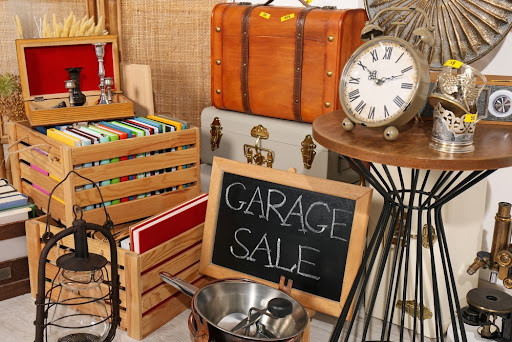 Sign labeled "garage sale".