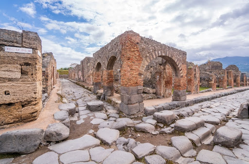 The ancient Roman city of Pompeii view in Napoli.