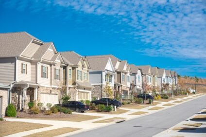A row of similar-looking homes